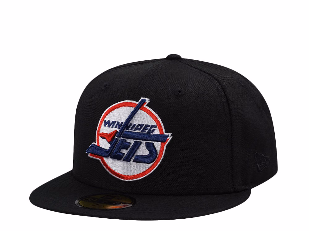 New Era Winnipeg Jets Black Throwback Wool Edition 59Fifty Fitted Hat front