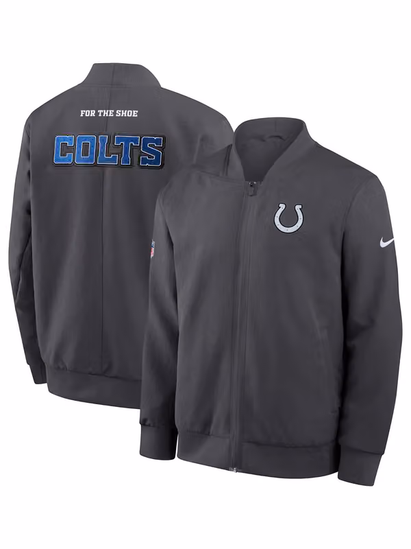 Indianapolis Colts 2026 NFL Rivalries Sideline Bomber Jacket Dark Gray view 1