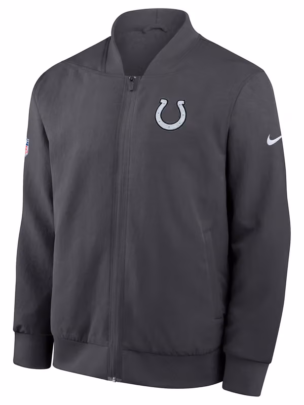 Indianapolis Colts 2026 NFL Rivalries Sideline Bomber Jacket Dark Gray view 2