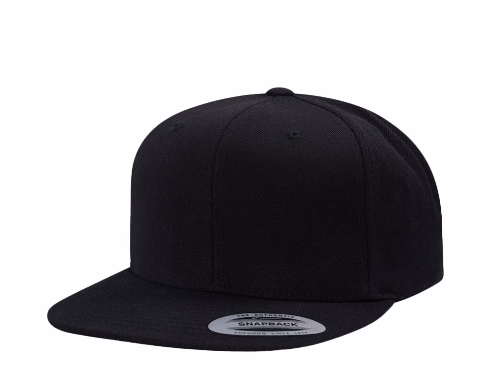 Yupoong Basic Black Snapback Hat front