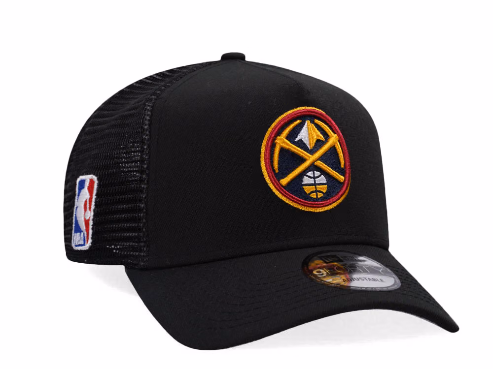 New Era Denver Nuggets Black Classic Edition Trucker 9Forty A Frame Snapback Hat front
