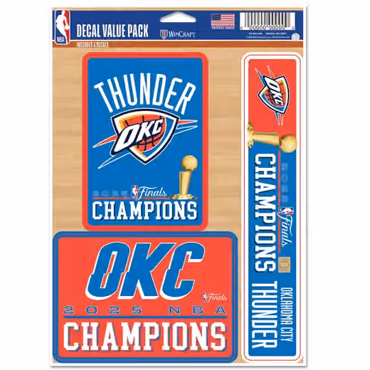 Oklahoma City Thunder 2025 NBA Champions Decals Set (3 Pcs.) view 1