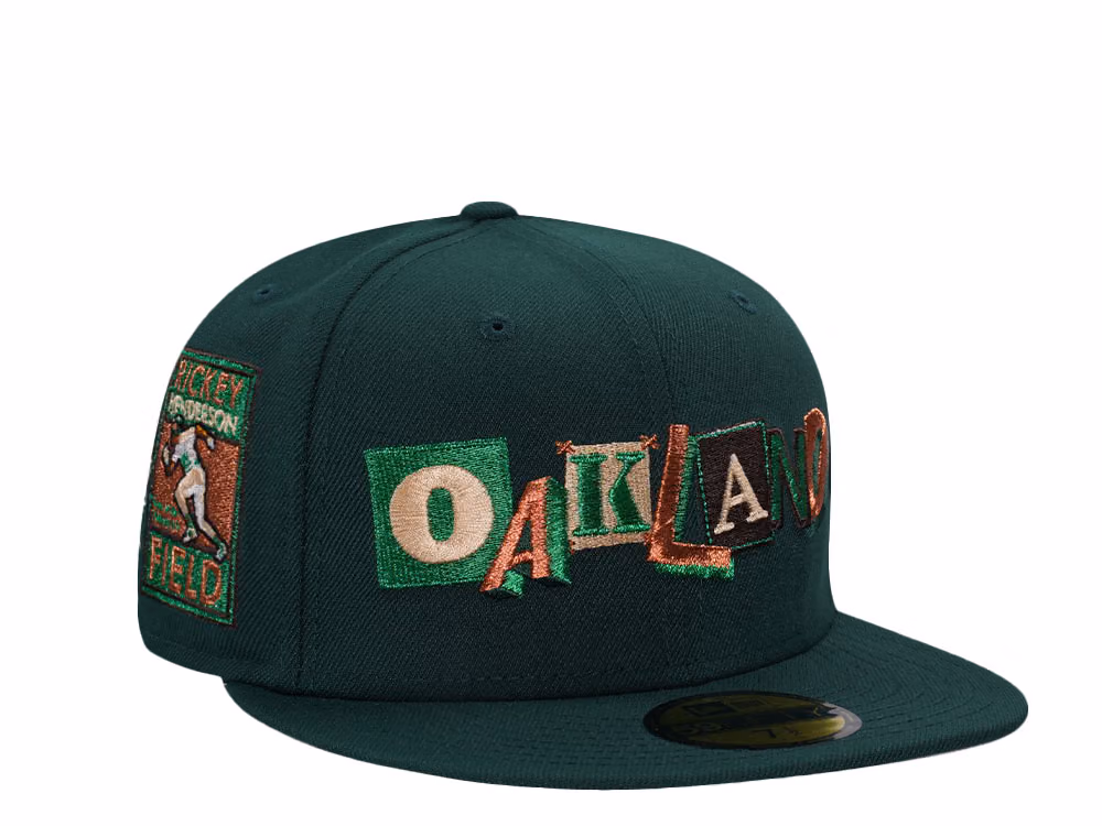 New Era Oakland Athletics Rickey Henderson Green Copper Edition 59Fifty Fitted Hat front