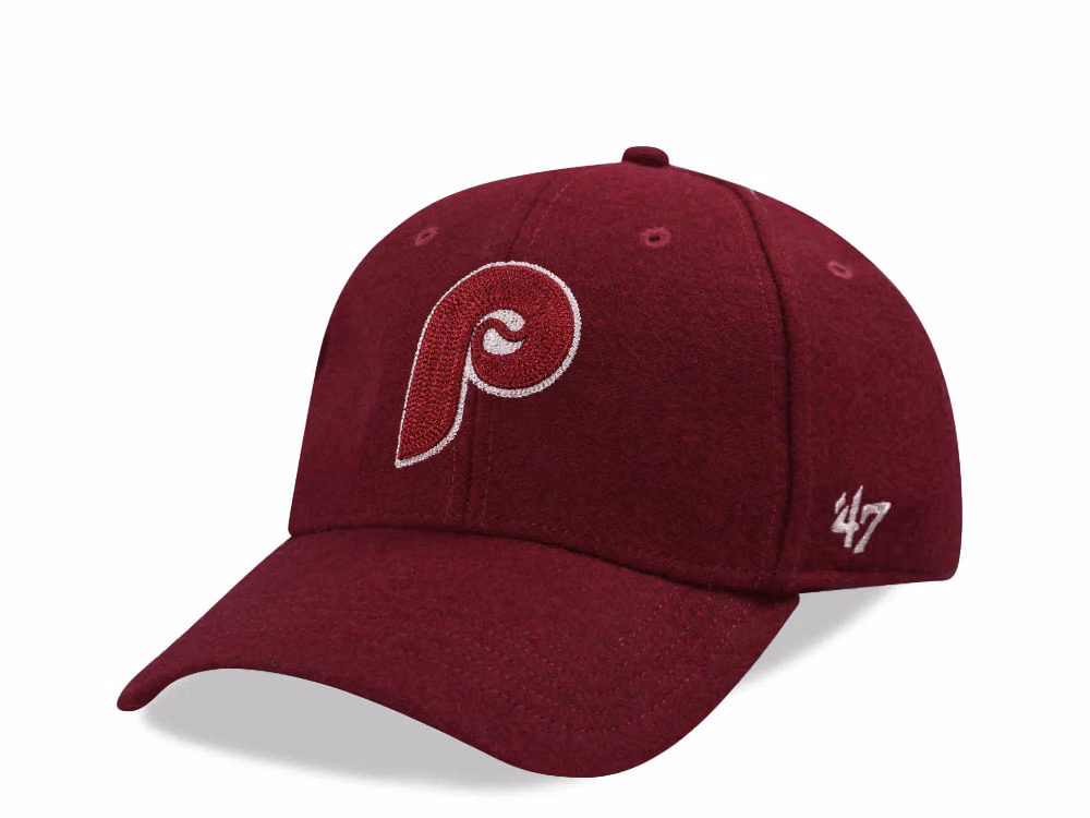 47Brand Philadelphia Phillies Cooperstown Black Chain Stitch MVP Snapback Hat front