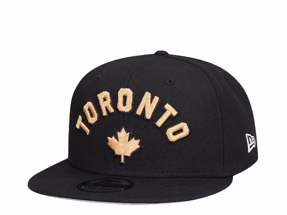New Era Toronto Raptors Black and Gold Edition 9Fifty Snapback Hat front