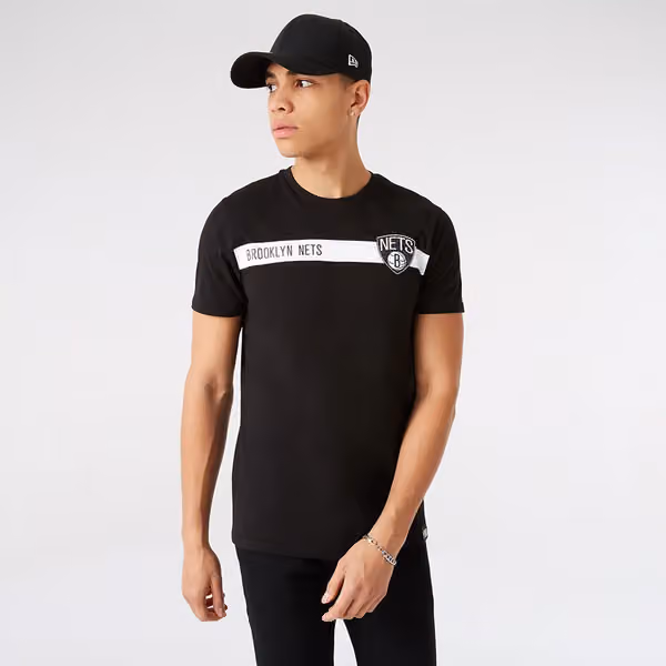 Brooklyn Nets New Era Stripe NBA T-Shirt view 1