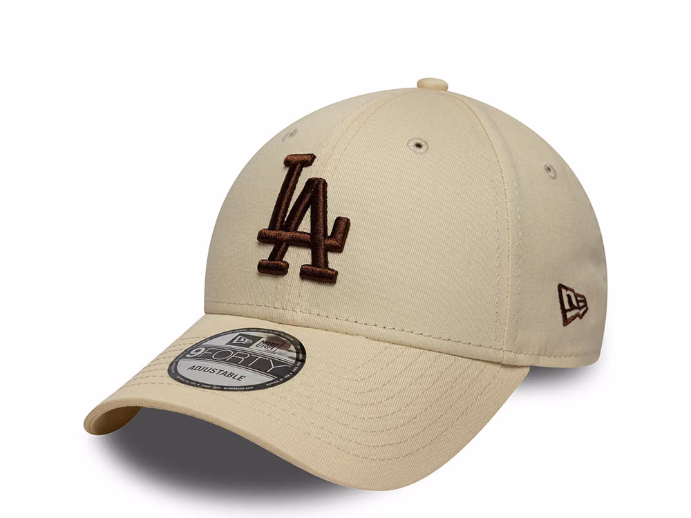 New Era Los Angeles Dodgers League Essential Beige Edition 9Forty Strapback Hat front