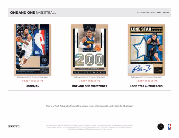 2024/25 Panini One and One Basketball NBA Hobby Box view 3