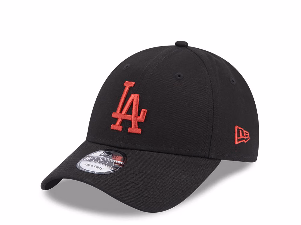 New Era Los Angeles Dodgers League Essential Black Merlot 9Forty Strapback Hat front