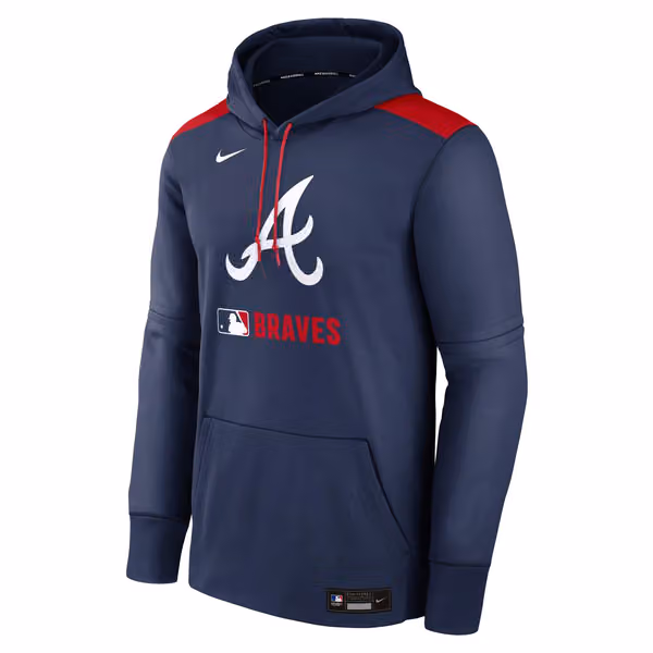 Atlanta Braves 2025 MLB Authentic Performance Therma Hoodie Navy view 1