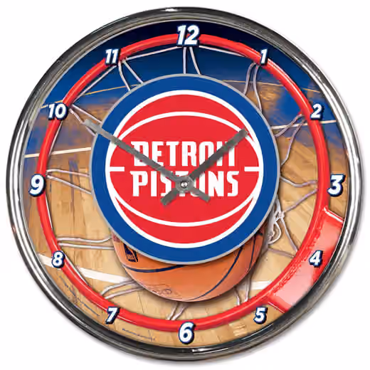 Detroit Pistons WinCraft Chrome NBA Wall Clock view 1