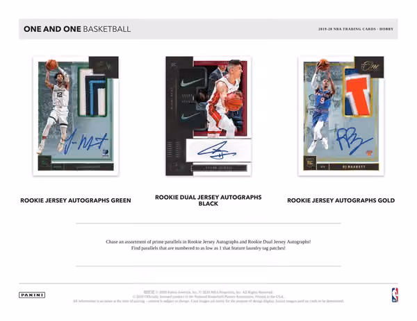 2019/20 Panini One and One Basketball Hobby Box NBA view 2