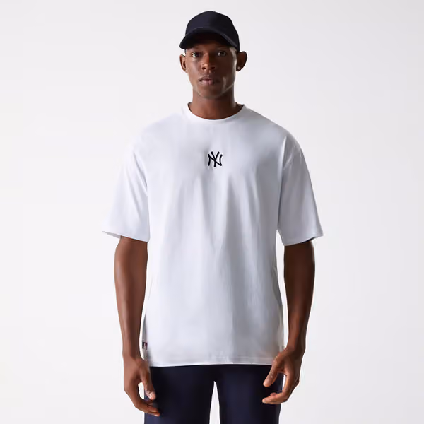 New York Yankees Small Logo MLB Oversized T-Shirt White view 1