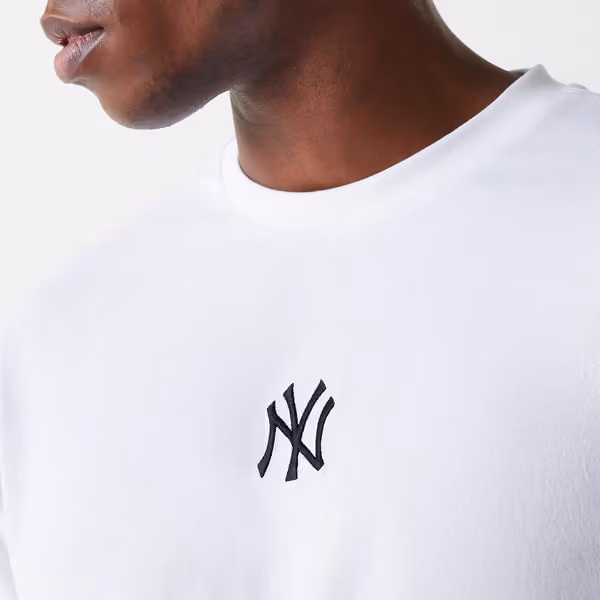New York Yankees Small Logo MLB Oversized T-Shirt White view 3
