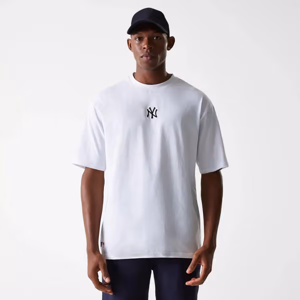 New York Yankees Small Logo MLB Oversized T-Shirt White view 6