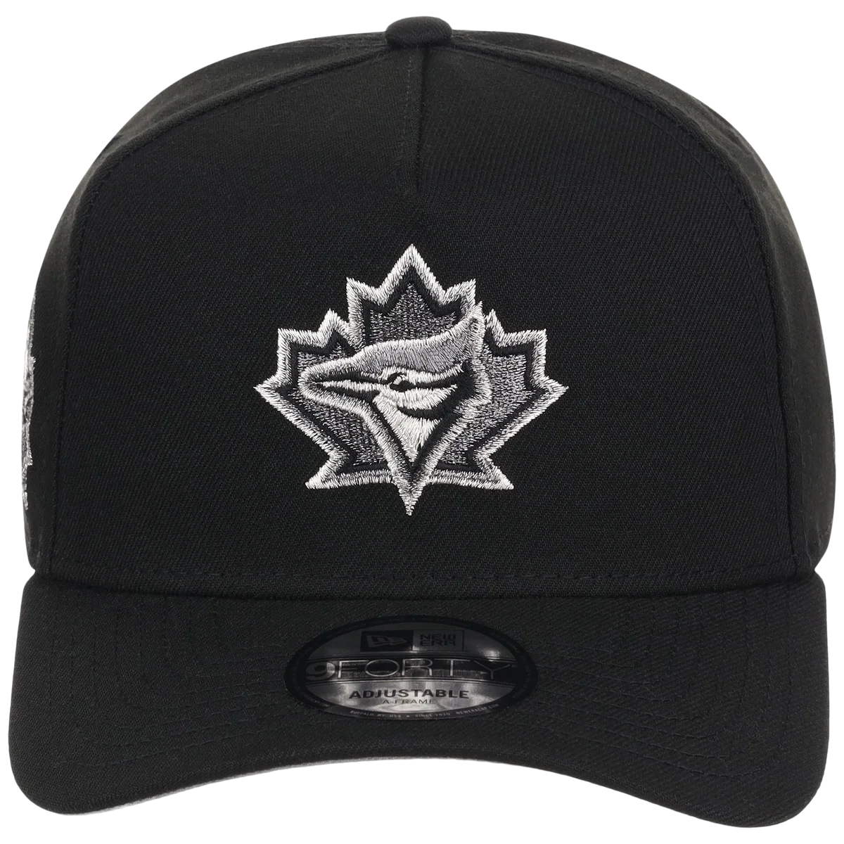 Toronto Blue Jays Toronto Crown the City - Liquid Titanium New Era 9FORTY (Black/Black) detail view
