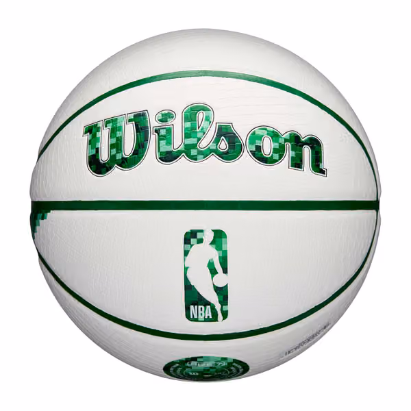 Boston Celtics Pixel NBA Basketball White (Size 7) view 2