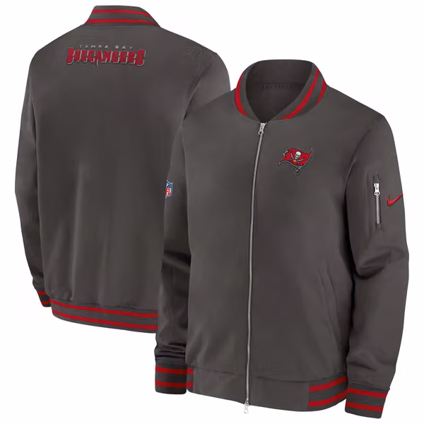 Tampa Bay Buccaneers NFL Sideline Nike Coach Bomber Jacket view 1