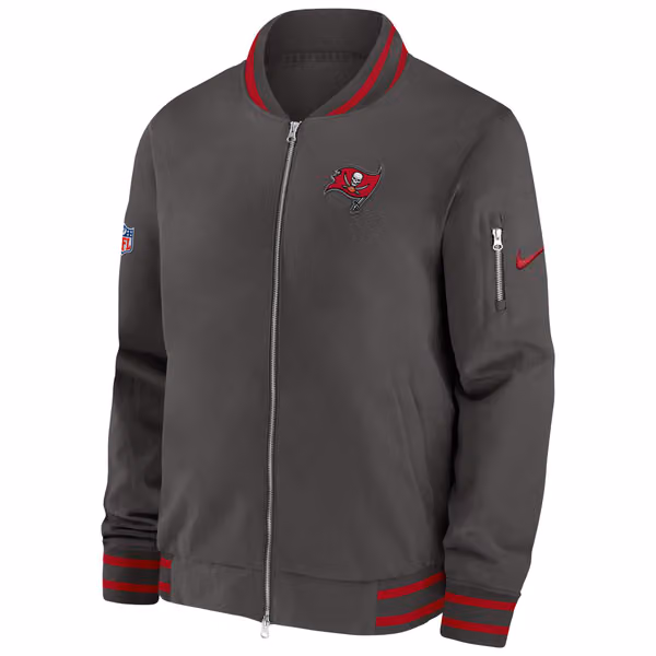 Tampa Bay Buccaneers NFL Sideline Nike Coach Bomber Jacket view 2