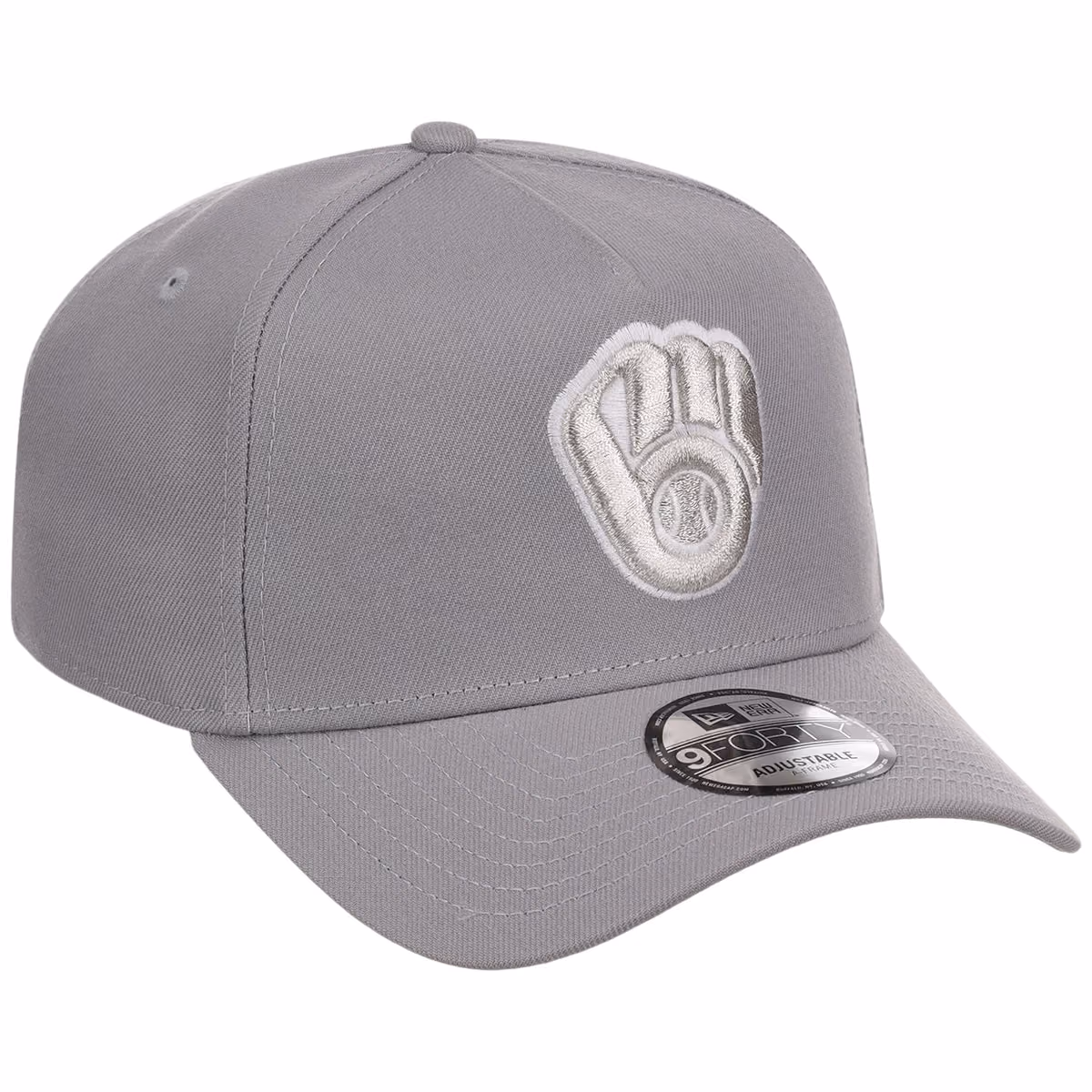 Milwaukee Brewers MLB Gray x White FASHION CORE New Era 9FORTY A-Frame front view