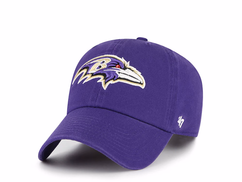 47Brand Baltimore Ravens Purple Classic Edition Clean Up Strapback Hat front