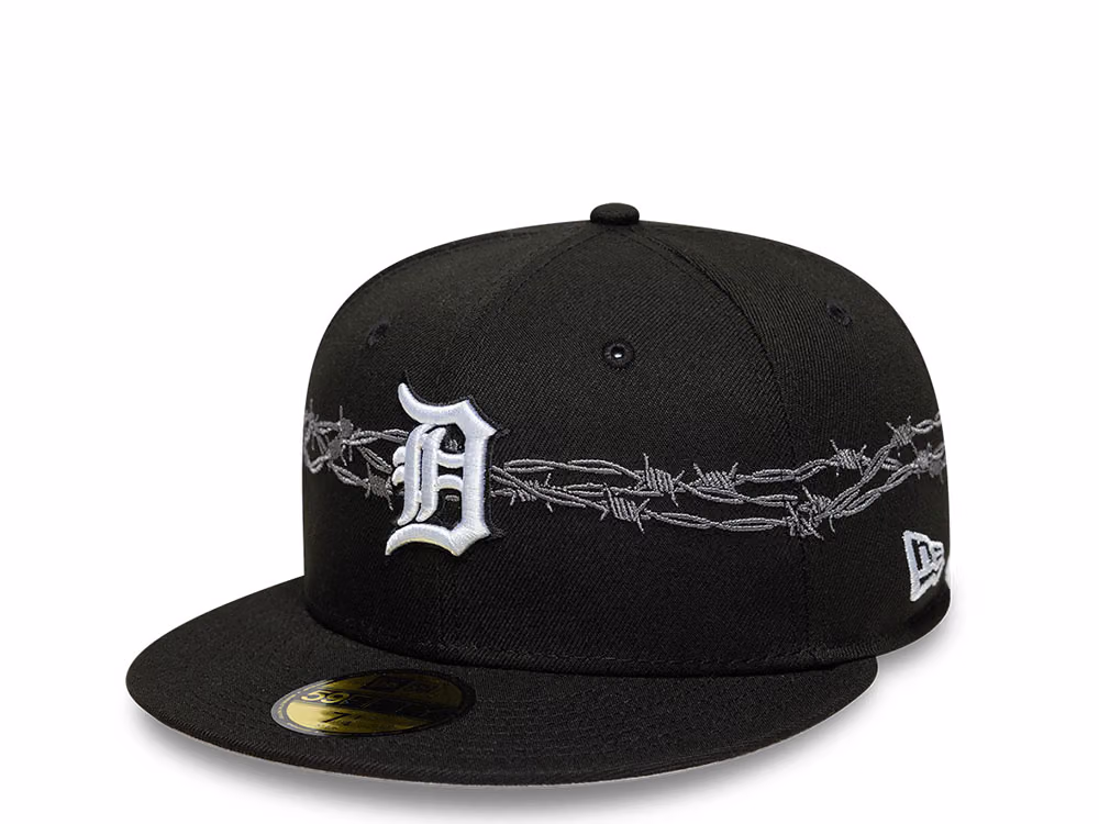 New Era Detroit Tigers MLB Icon Barbwire Black Prime Edition 59Fifty Fitted Hat front
