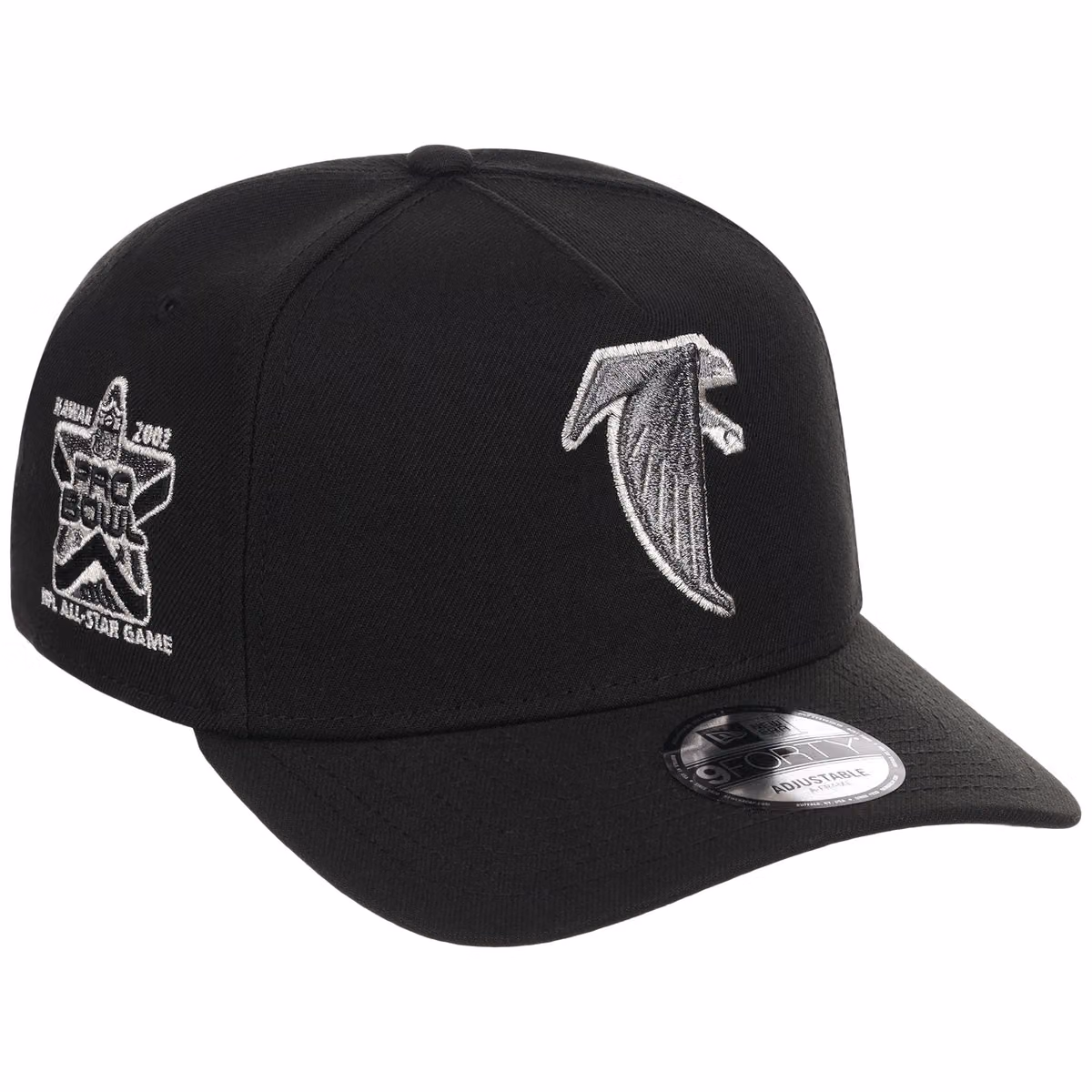 Atlanta Falcons NFL Liquid Titanium New Era 9FORTY front view