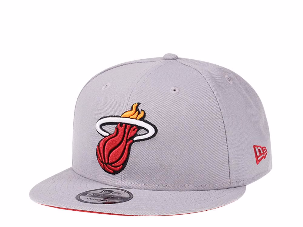 New Era Miami Heat Fresh Grey Edition 9Fifty Snapback Hat front