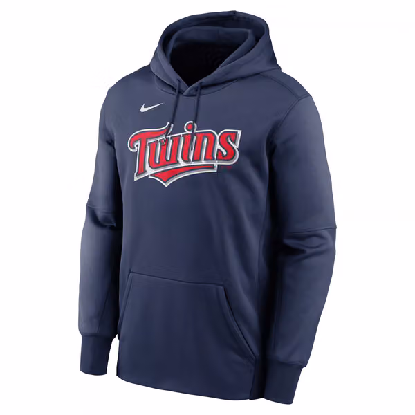 Minnesota Twins Wordmark Nike Therma Dri-FIT MLB Hoodie Navy view 1