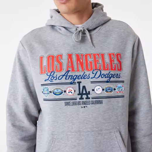 Los Angeles Dodgers Team Graphic New Era MLB Hoodie Gray view 3