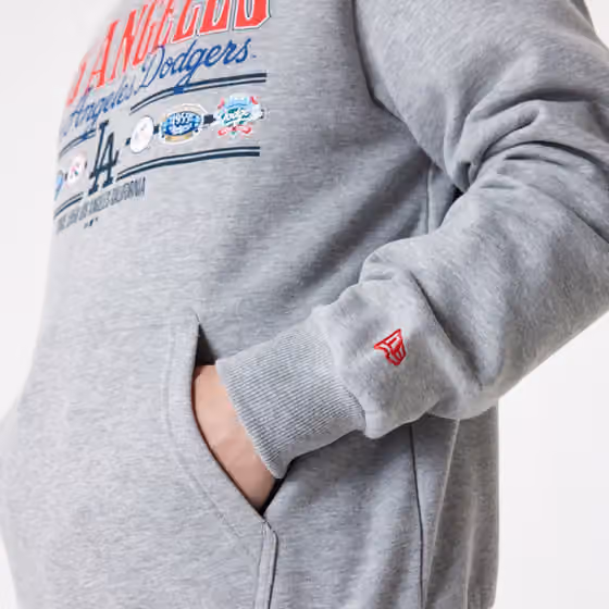 Los Angeles Dodgers Team Graphic New Era MLB Hoodie Gray view 4