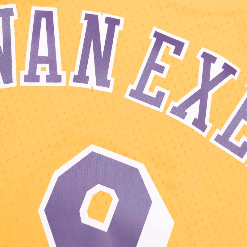 Nick Van Exel #9 Los Angeles Lakers 1996-97 Mitchell & Ness Swingman NBA Jersey Yellow view 4