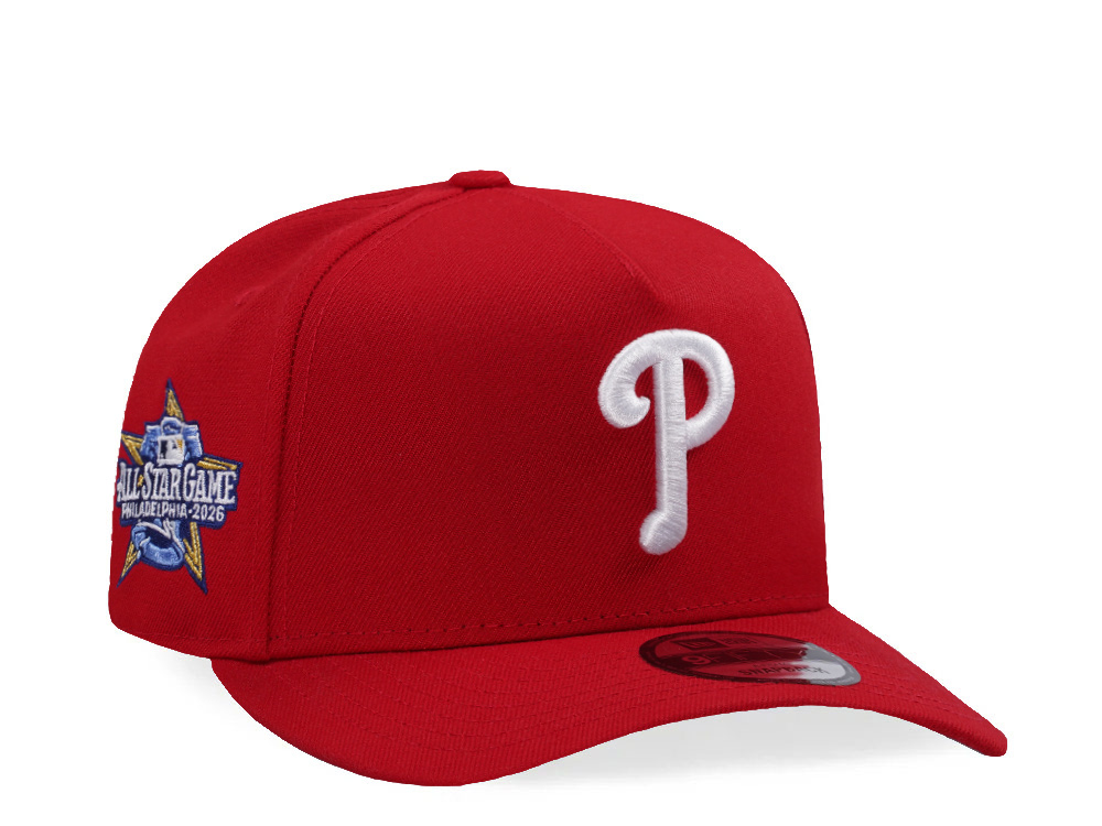 New Era Philadelphia Phillies All Star Game 2026 Scarlet Prime Edition 9Fifty A Frame Snapback Hat front
