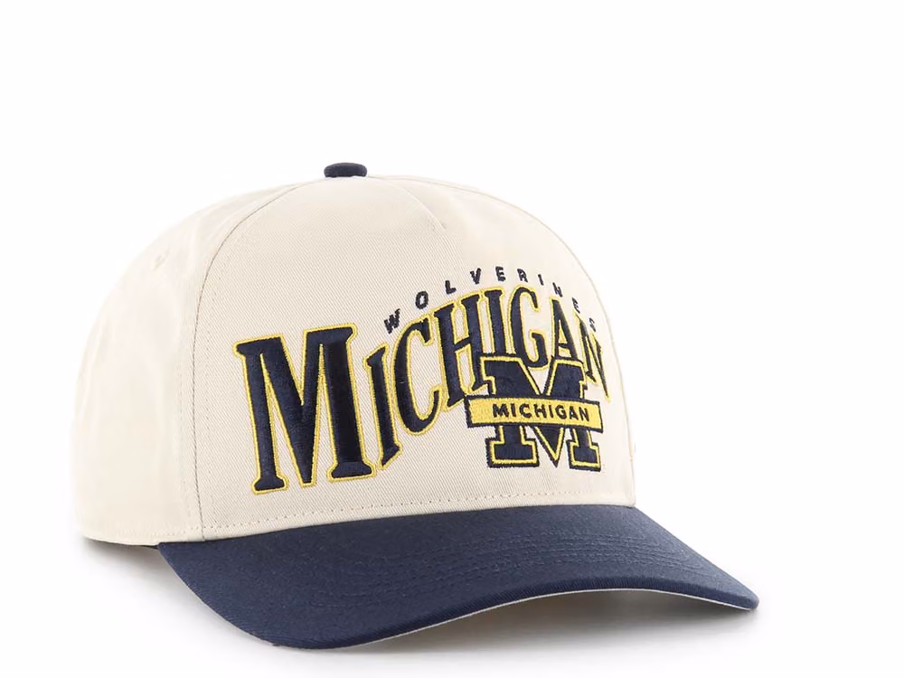 47Brand Michigan Wolverines Natural Wave Hitch Snapback Hat front