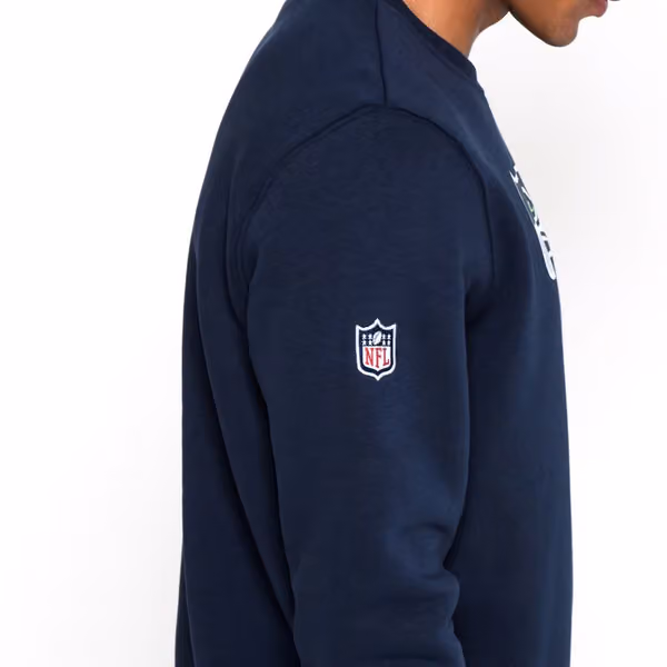 Seattle Seahawks Logo Crewneck New Era NFL Sweatshirt Navy view 3