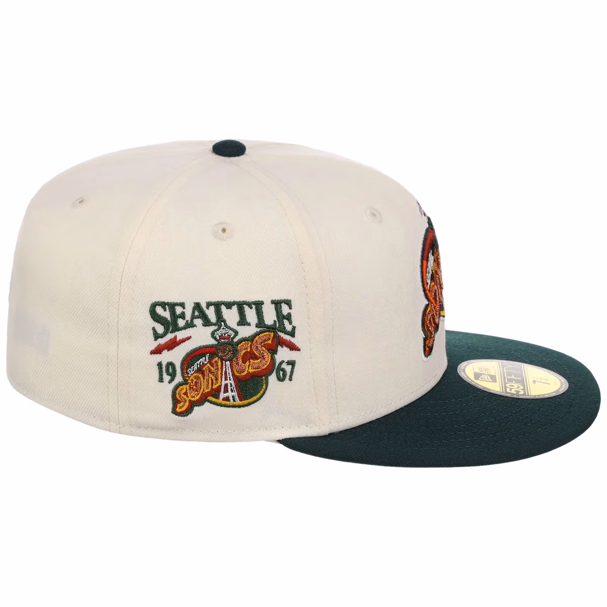 Seattle Supersonics NBA Chrome OTC New Era 59FIFTY (Chrome/Dark Green) detail view