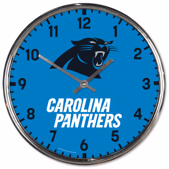 Carolina Panthers Chrome NFL Team Design Wall Clock view 1