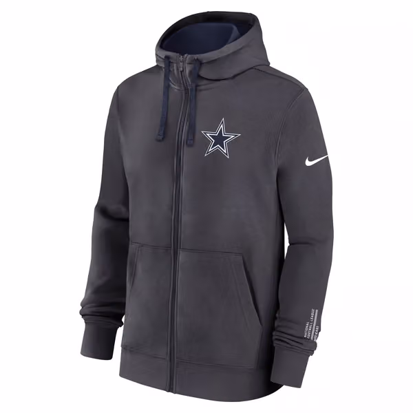 Dallas Cowboys Playbook NFL Full-Zip Fleece Hoodie Anthracite view 1