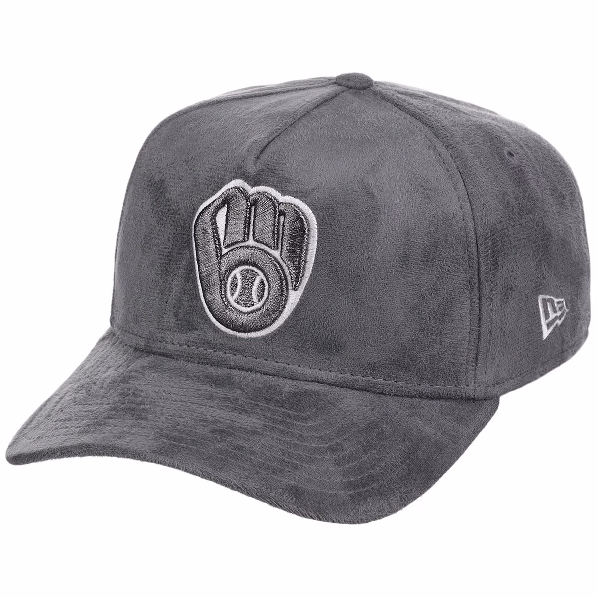 Milwaukee Brewers MLB Gray x Suede FASHION CORE New Era 9FORTY A-Frame detail view