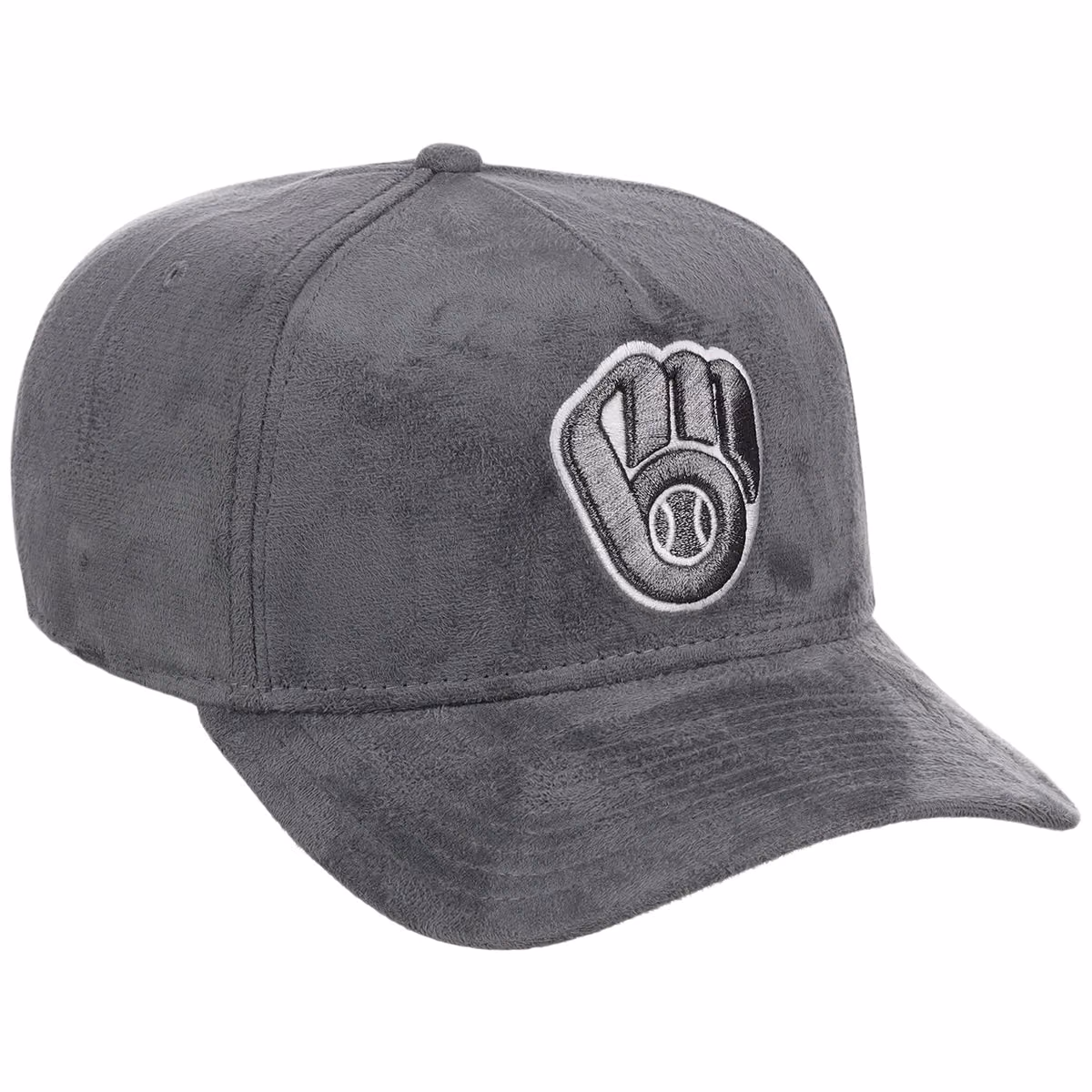Milwaukee Brewers MLB Gray x Suede FASHION CORE New Era 9FORTY A-Frame front view