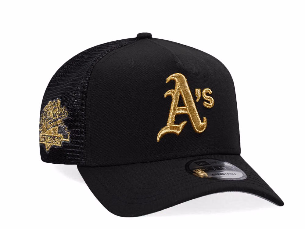 New Era Oakland Athletics World Series 1989 Black And Gold Trucker A Frame 9Forty Hat front