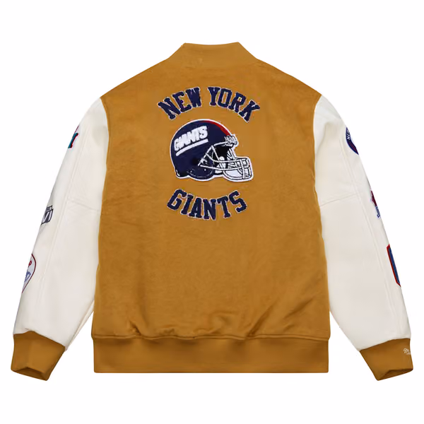 New York Giants Dusted Varsity NFL Jacket Brown/Cream view 2