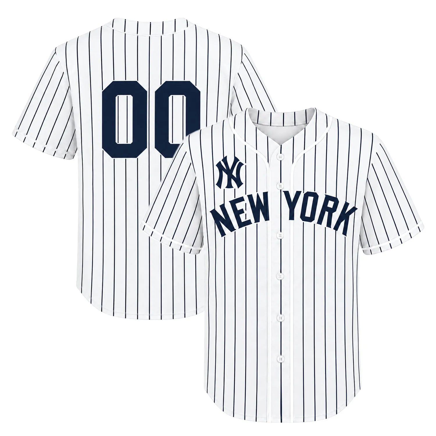 Kids New York Yankees White Jersey Custom Player Bold Stripes Style