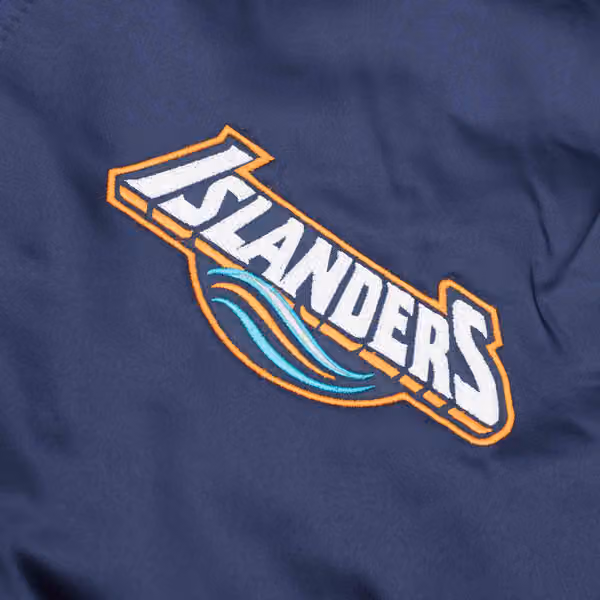 New York Islanders Heavyweight Satin Mitchell & Ness NHL Jacket Navy view 3