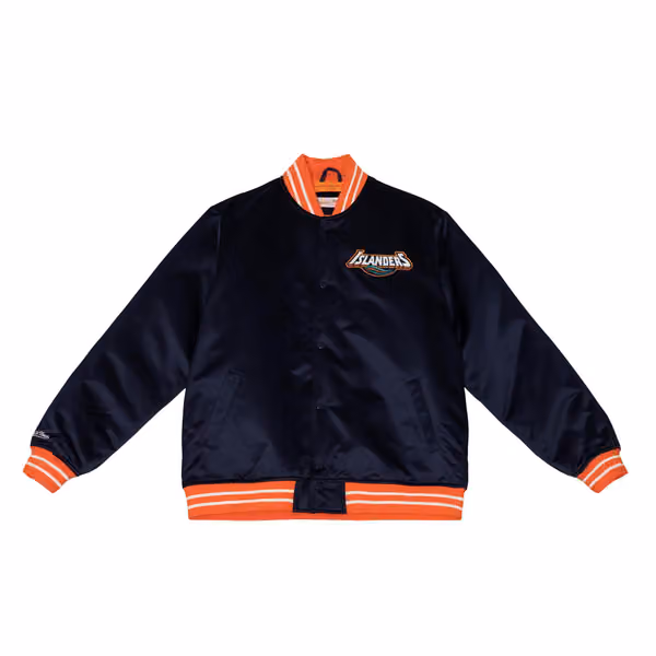 New York Islanders Heavyweight Satin Mitchell & Ness NHL Jacket Navy view 1