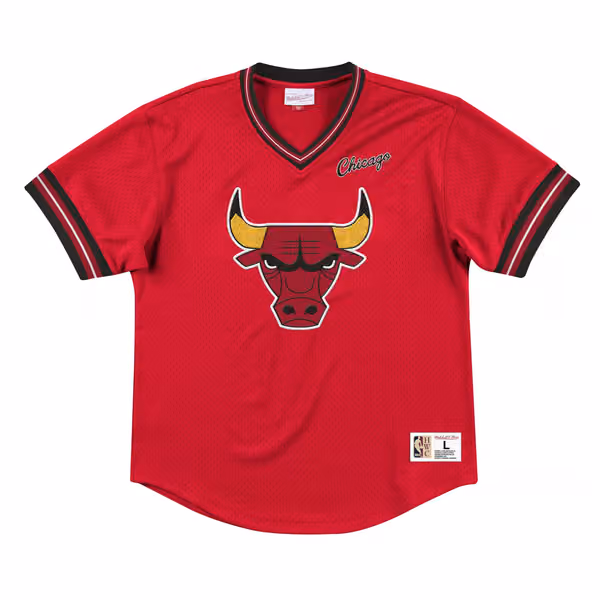 Chicago Bulls Unbeaten Mitchell & Ness NBA V-Neck Mesh Shirt Red view 1