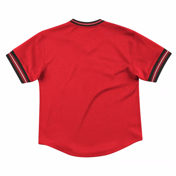 Chicago Bulls Unbeaten Mitchell & Ness NBA V-Neck Mesh Shirt Red view 2