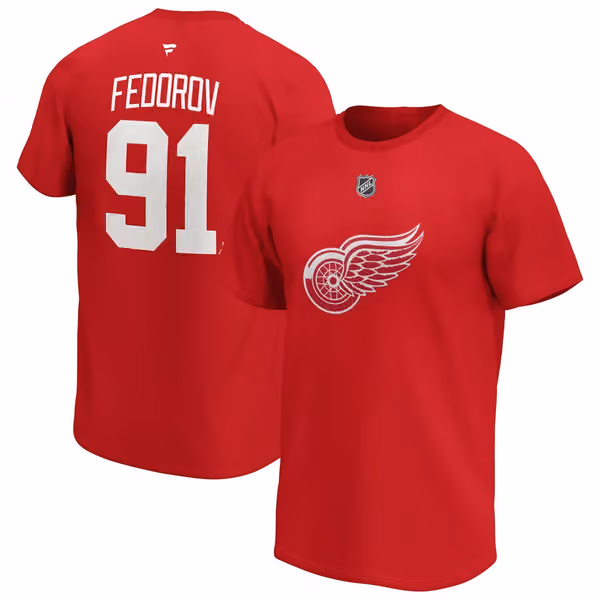 Sergei Fedorov #91 Detroit Red Wings Alumni Fanatics NHL T-Shirt Red view 1