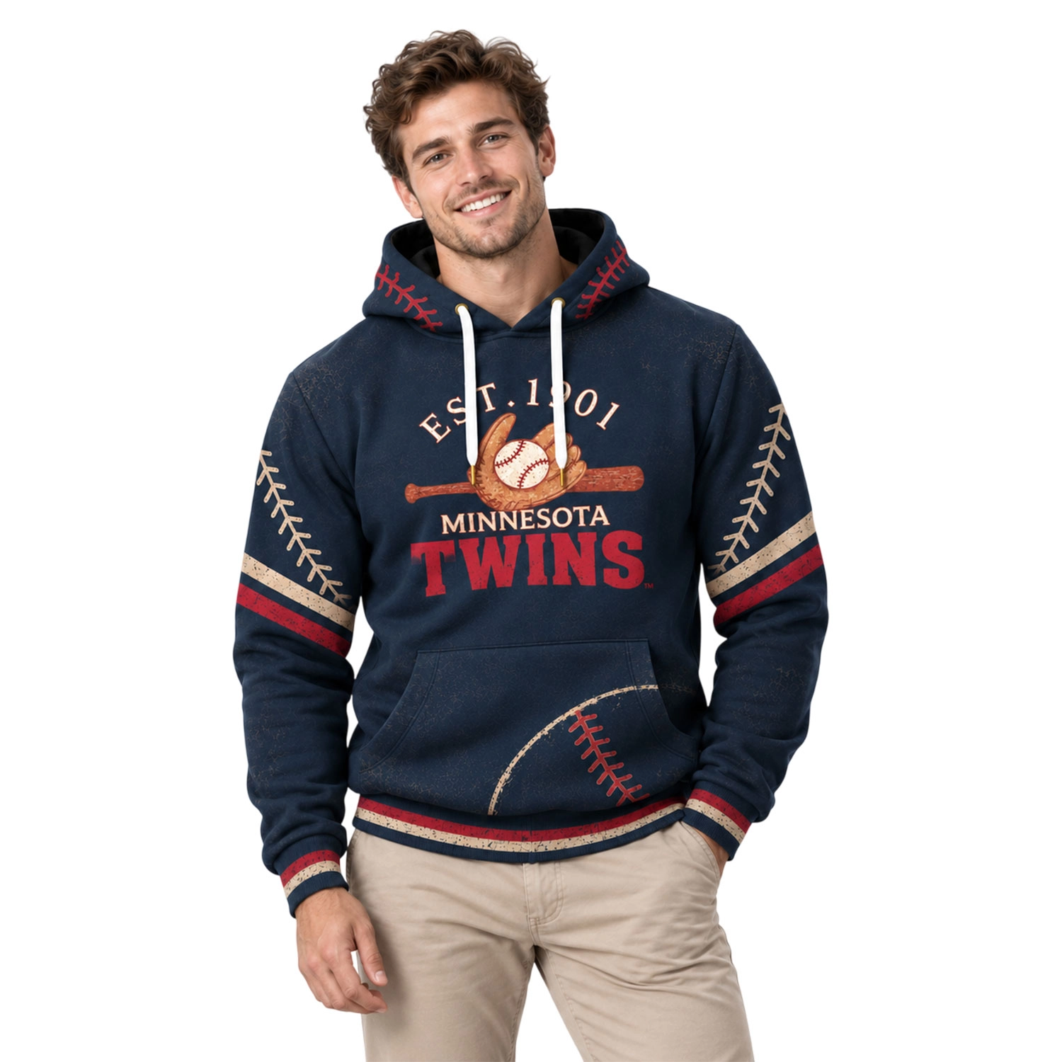 Minnesota Twins Baseball Hoodie Creative Vintage Look
