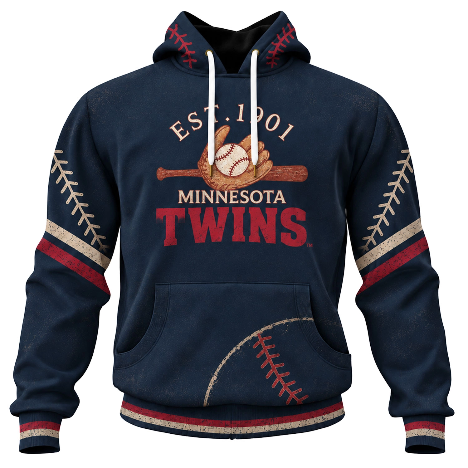 Minnesota Twins Baseball Hoodie Creative Vintage Look
